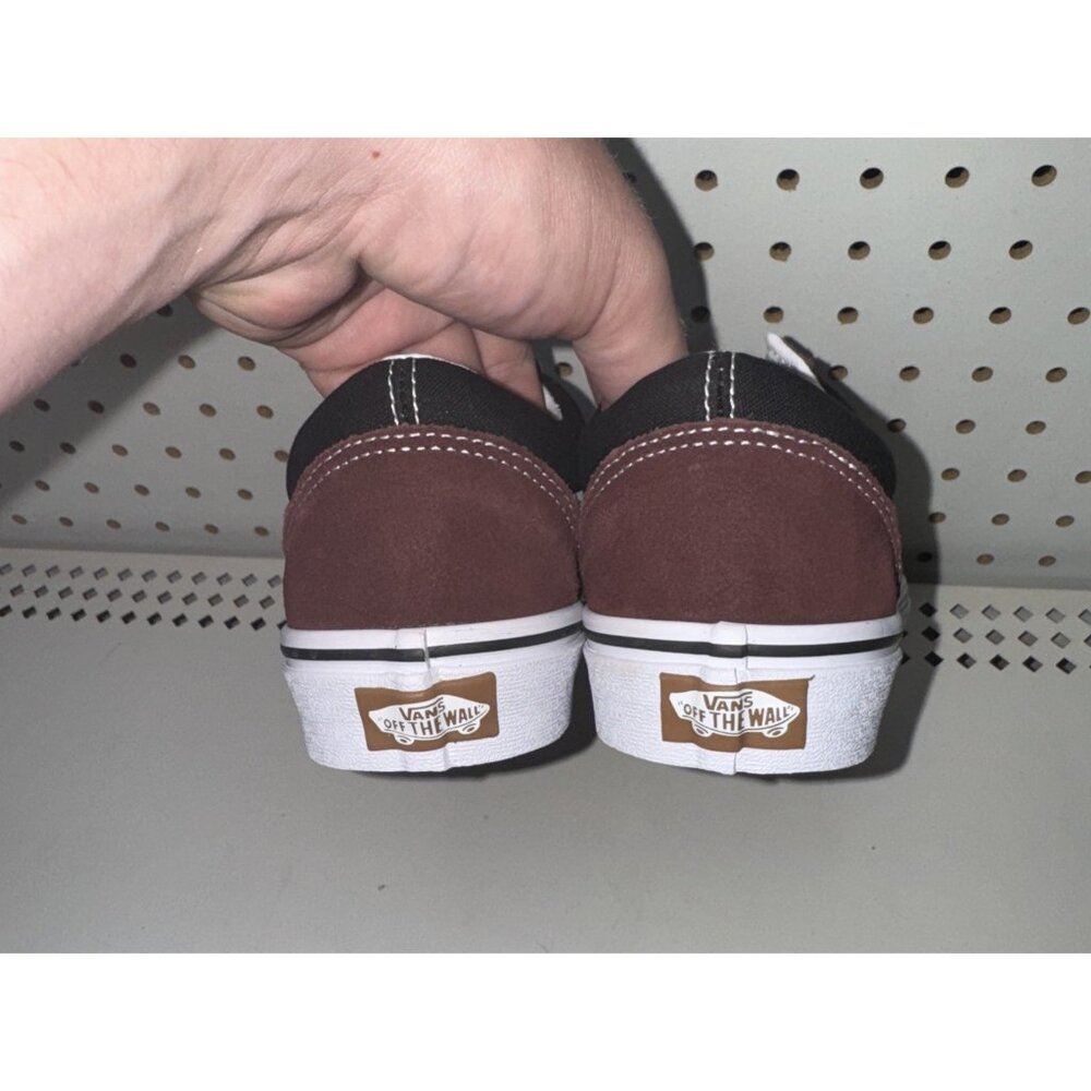 VANS Old Skool Womens Athletic Skateboarding Shoes Size 7.5 Maroon Black White - Picture 3 of 8